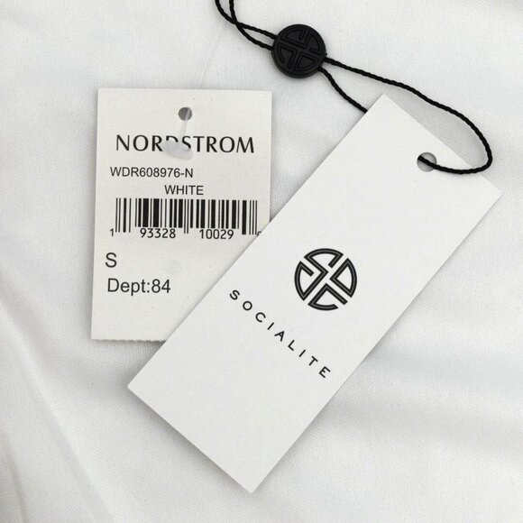 Socialite White Swiss Dot Tiered V-Neck Short Sleeve Dress S Boho BabyDoll - Picture 5 of 7